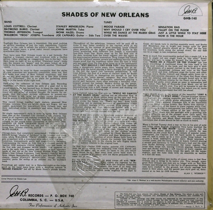 Shades Of New Orleans GHB-140 Dixieland Jazz Vinyl-Schallplatten