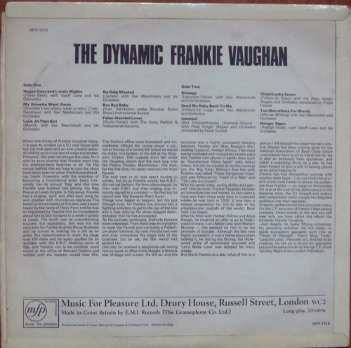 Frankie Vaughan ‎– The Dynamic Frankie Vaughan MFP 1016 Pop,Easy Listening 
