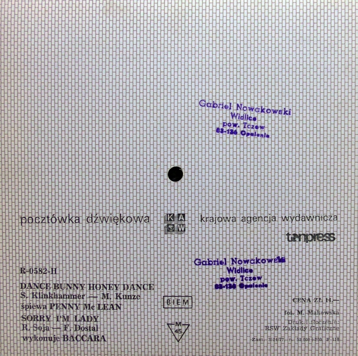 Penny Mc Lean / Baccara ‎– Dance, Bunny Honey, Dance / Sorry, I'm A Lady