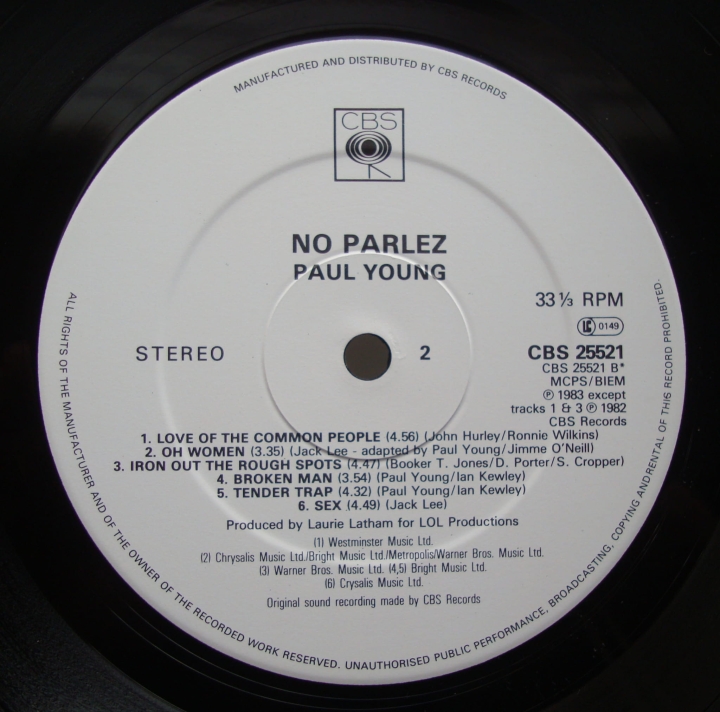 Paul Young ‎– No Parlez CBS 25521 Pop , Rock Sklep z Płytami Winylowymi