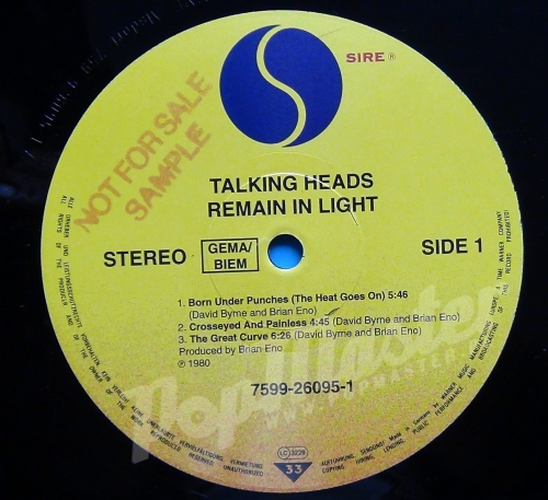 Talking Heads Remain In Light The Collector's Edition Limited edit. No 0596 Promo Copy Very Heavy Vinyl 7599-26095-1 This copy is numbered 0596