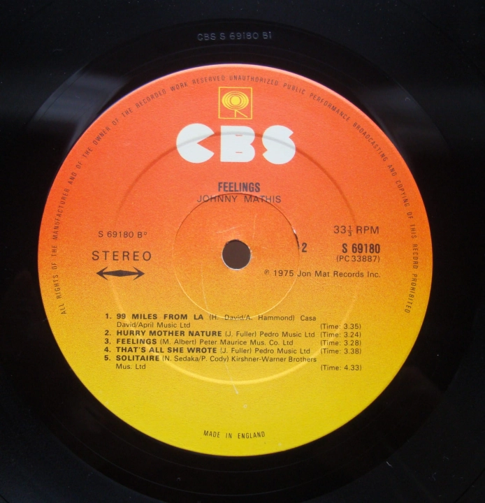 Johnny Mathis ‎– Feelings 69180 Pop 