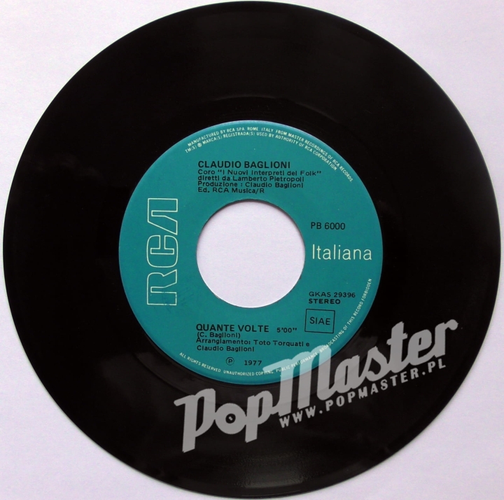 Claudio Baglioni Solo / Quante Volte PB 6000 Pop Winyle