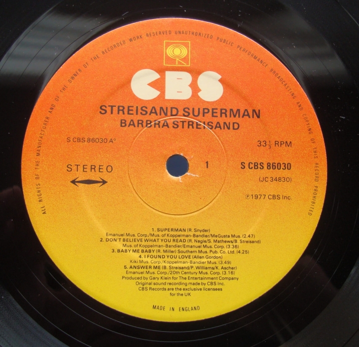 schallplatte,Barbra,Streisand,Streisand,Superman,CBS,86030,Vinyl