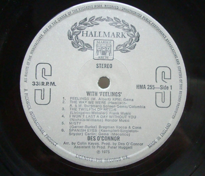 winyl,Des,O,Connor,With,Feelings,HMA,255,Vinyl
