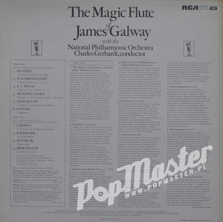 James Galway The Magic Flute Of James Galway With The National Orchestra Charles Gerhard, Conductor RCA LRL1 5131 Vinyl Classical Music