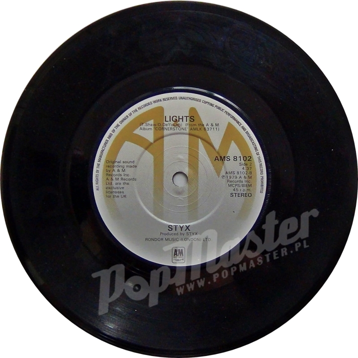 Styx The Best Of Times b/w Lights WORLD'S FIRST LASER-ETCHED SINGLE AMS 8102 http://popmaster.pl/