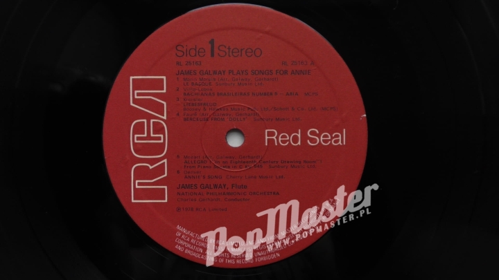 James Galway Play Songs For Annie RCA RL 25163 Muzyka Klasyczna Winyle