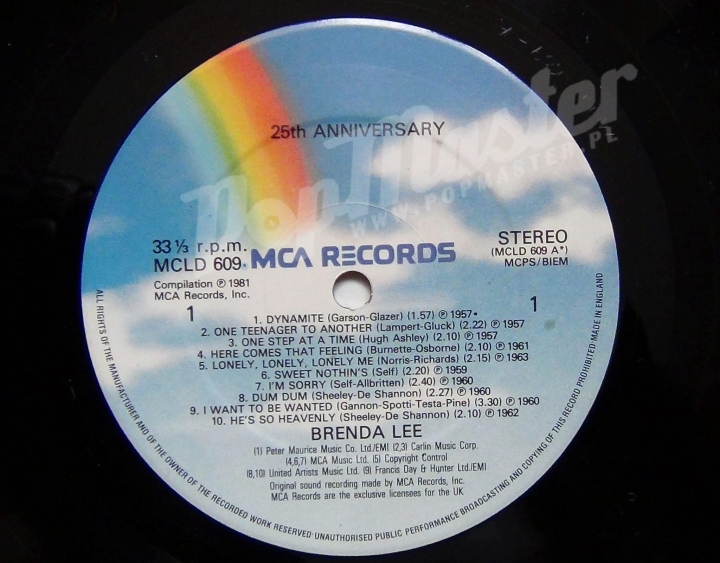 Brenda Lee Album z Autografem Brendy 25th Anniversary   MCLD 609