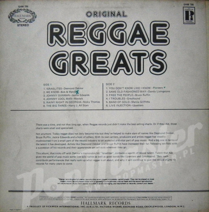 Original Reggae Greats SHM 786