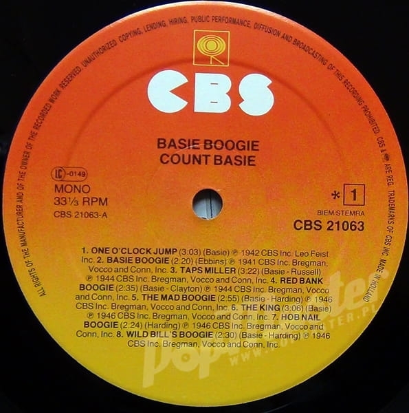 Count Basie And His Orchestra Basie Boogie CBS 21063 Series I ♥ Jazz