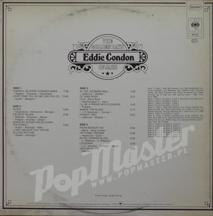 Eddie Condon - Eddie Condon Days The Golden Days Of Jazz CBS 88 032 Vinyl Records Jazz