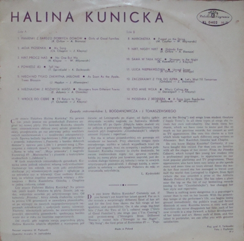 Halina Kunicka ‎– Panienki Z Bardzo Dobrych Domów XL 0402 Pop