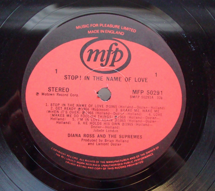 Diana Ross And The Supremes ‎– Stop! In The Name Of Love MFP 50291 Winyle Funk Soul Pop Vinyle