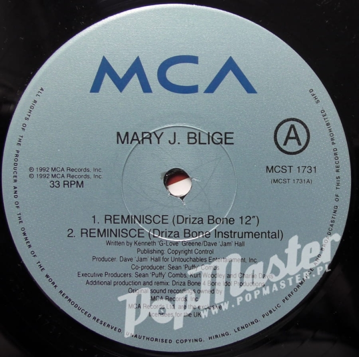Mary J Blige Reminisce 12" Single UPT 12 54456 12" Maxi Single Plyta Winylowa