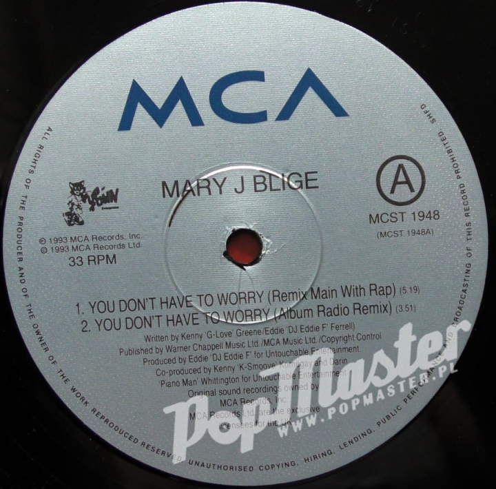 Mary J Blige You Don't Have To Worry MCST 1948 12" Maxi Single 33 RPM Plyta Winylowa