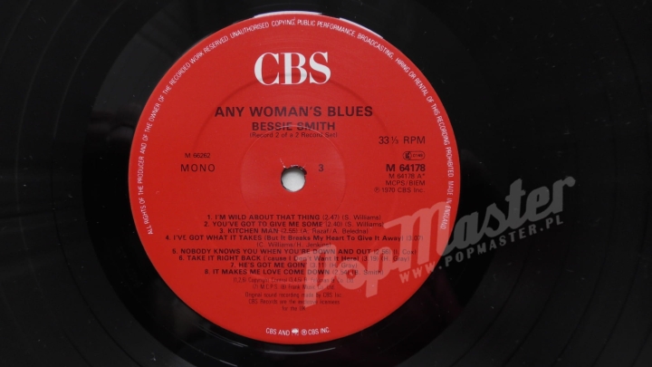 www.popmaster.pl Bessie Smith Any Woman's Blues CBS 66262 Jazz, Blues Winyle