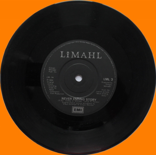 Rekords tal-vinil, Pukapuka Vinyl, Vinyl नोंदी, Vinyl रेकर्ड्स, , Registros de vinil, Înregistrări de vinil, Înregistrări de vinil,Limahl,Never,Ending,Story,EM,LML,3,Vinyl,7,inch,45,RPM,Black,paper,labels,Solid,centre