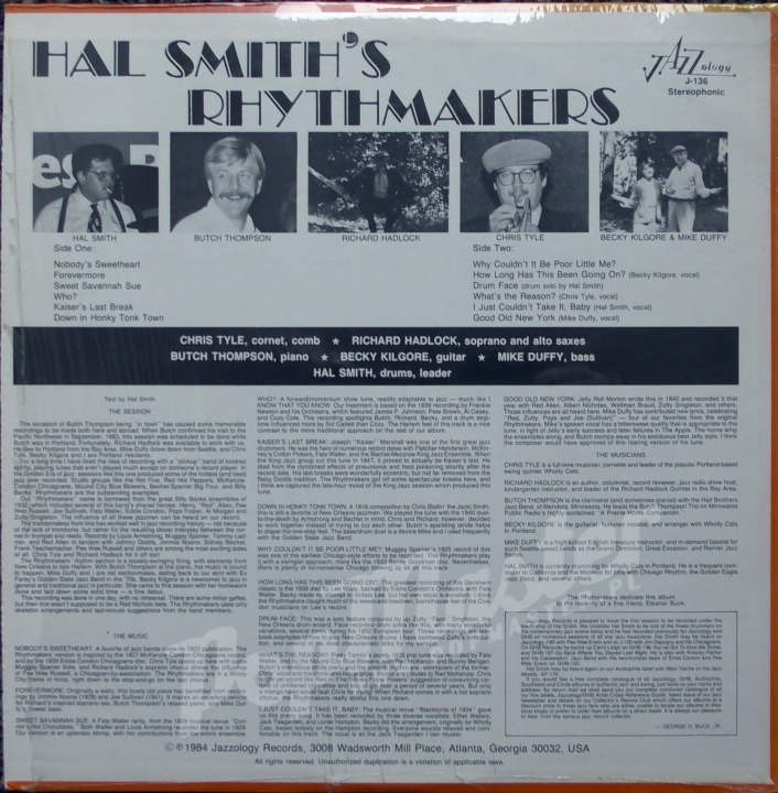 Hal Smith's Rhythmakers With Butch Thompson Jazzology J-136 Jazz Виниловые Пластинки Джаз