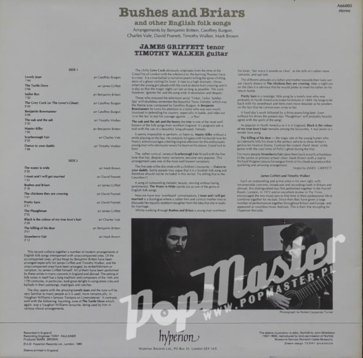 Bushes And Briars and other English Folk Song James Griffett, Timothy Walker A66005 English Folk