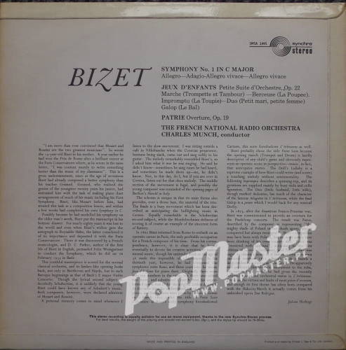 Charles Munch Bizet Symphony In C Jeux D'enfants-Patrie The French National Radio Orchestra SMSA 2495 Klasyka Płyty winylowe
