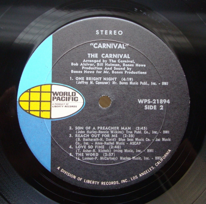 The Carnival ‎– Carnival WPS-21894 U.S.A. Jazz, Latin, Pop