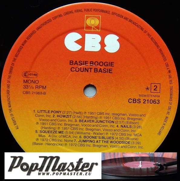 Count Basie And His Orchestra Basie Boogie CBS 21063 Series I ♥ Jazz