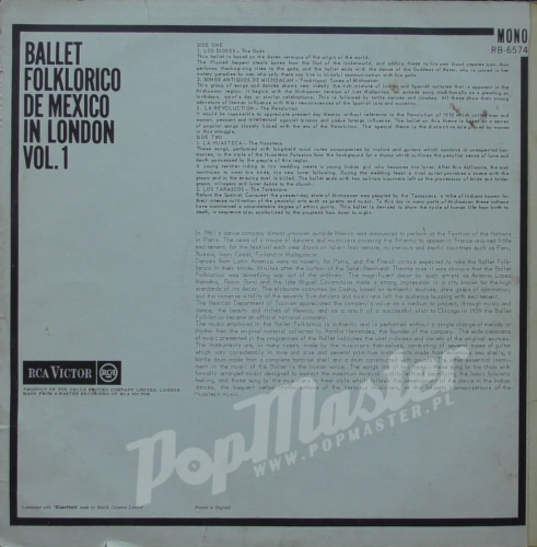 Ballet Folklorico De Mexico In London Vol. 1 MONO RB-6574 RCA Victor Red Label Black Spot