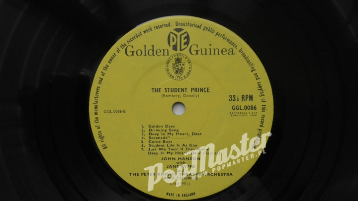 John Hanson The Vagabond King , The Student Prince GGL 0086 Musical Vinyle