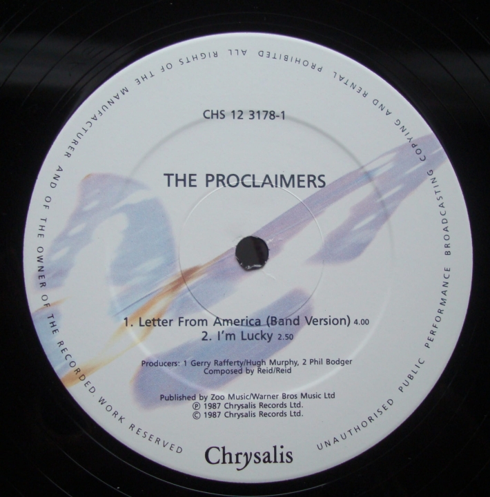 The Proclaimers ‎– Letter From America (Band Version) CHS 12 3178,12" Rock Sklep z Płytami Winylowymi