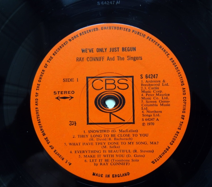 Płyty Winylowe, RAY CONNIFF AND THE SINGERS WE'VE ONLY JUST BEGUN CBS 64247