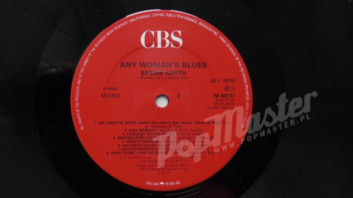 www.popmaster.pl Bessie Smith Any Woman's Blues CBS 66262 Jazz, Blues Winyle