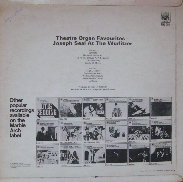 schallplatte,Joseph,Seal,Theatre,Organ,Favourites,MAL,791,Vinyl