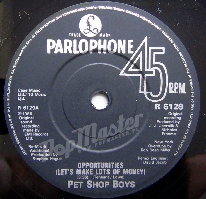 Pet Shop Boys Opportunities R6129 7'' Single synth-pop winyl http://popmaster.pl/