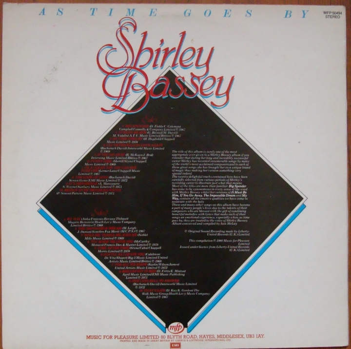 Shirley Bassey ‎– 20 Golden Love Songs 50494 Pop