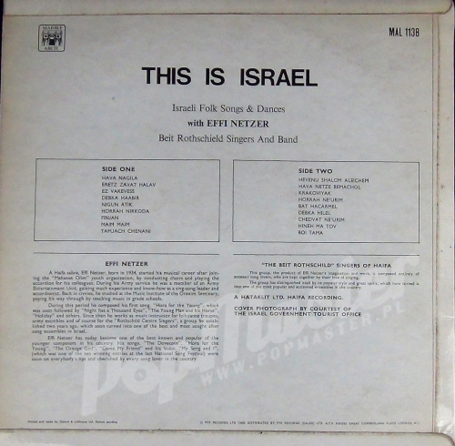 This Is Israel Israeli Folk Songs And Dances with Effi Netzer MAL 1138  http://popmaster.pl/