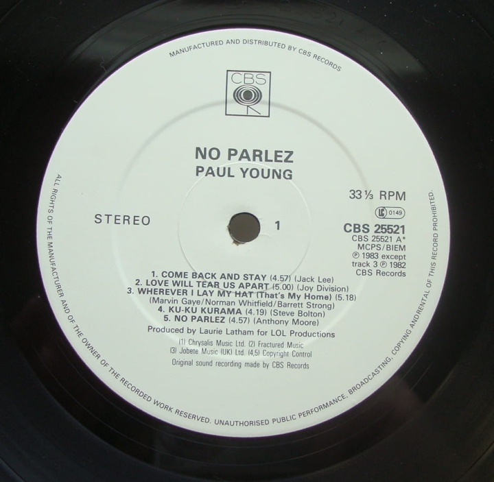 schallplatte,Paul,Young,No,Parlez,CBS,25521,Vinyl