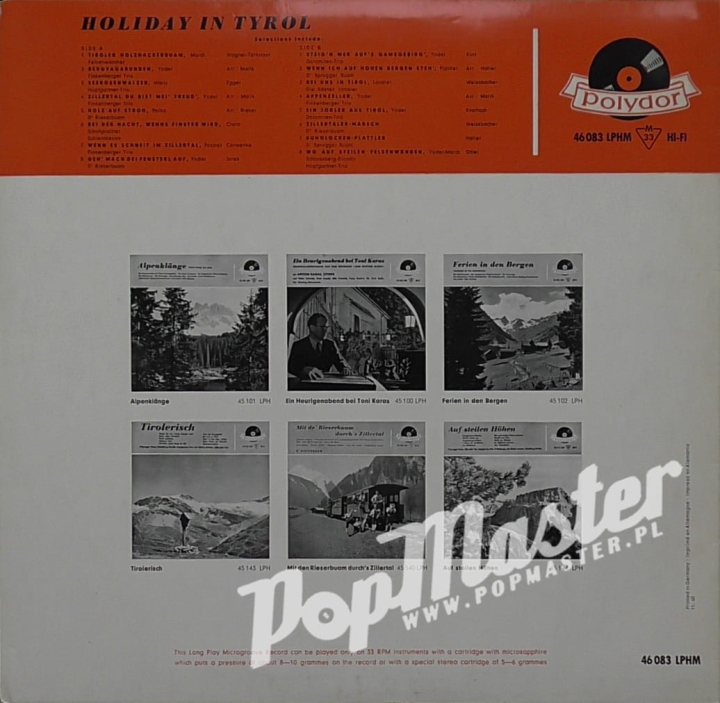 Holiday In Tyrol Finkenberger Trio, 46083 LPHM jodeln volksmusik heimatmelodie