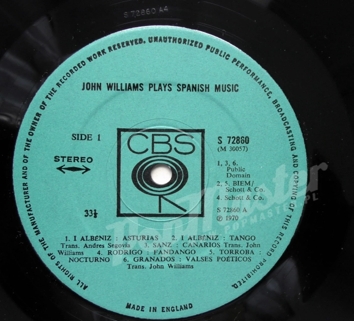 John Williams Plays Spanish Music Albeniz, Rodrigo, De Falla, Granados, And Others CBS 72860 Winyl Muzyka Klasyczna