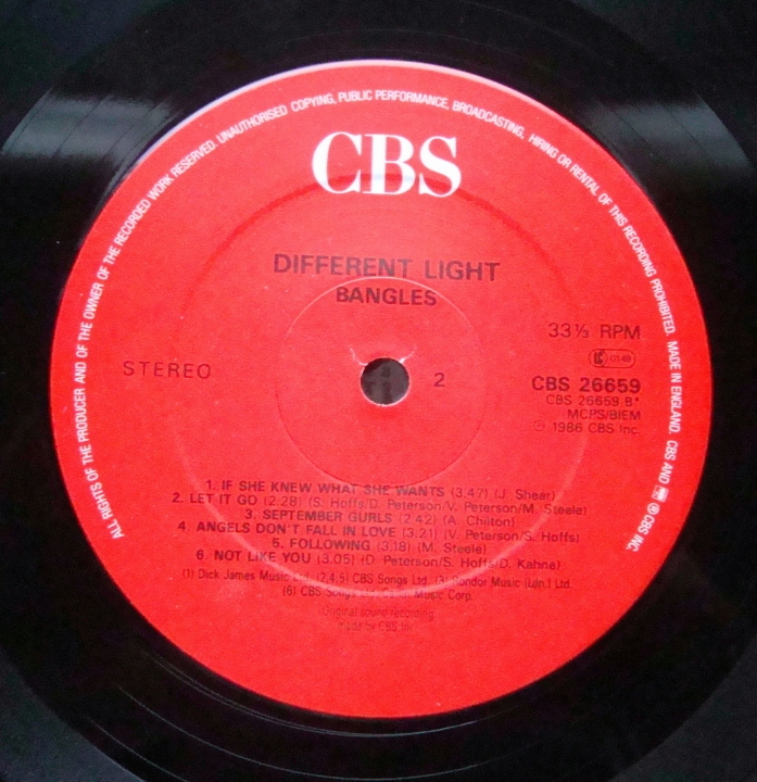 Bangles ‎– Different Light CBS 26659 Pop Rock Sklep z Płytami Winylowymi 