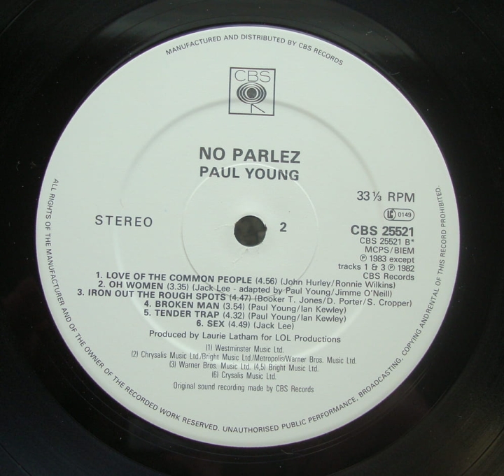 schallplatte,Paul,Young,No,Parlez,CBS,25521,Vinyl