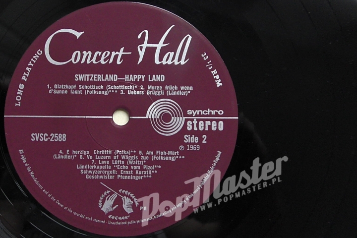 Switzerland Happy Land Landler Kapelle "Echo Vom Pizol" Schweyzerorgell Ernst Kuratli Geschwister Pfenninger SVS 2588 jodeln volksmusik heimatmelodie