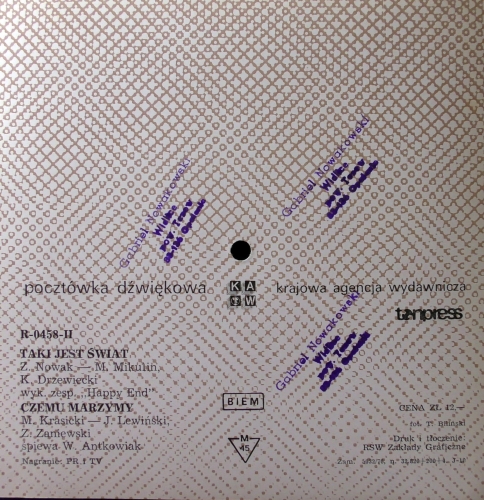 Happy End  / W. Antkowiak ‎– Taki Jest Świat / Czemu Marzymy Tonpress ‎– R-0458-II