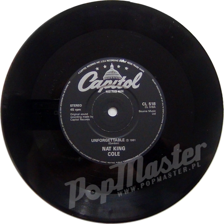 Nat King Cole Unforgettable b/w Because Of Rain, Silent Night CL 518