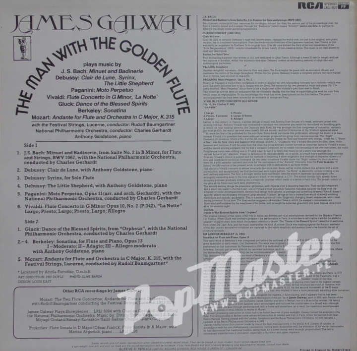 James Galway The Man With The Golden Flute RCA LRL1 5127 Vinyl Classical Music