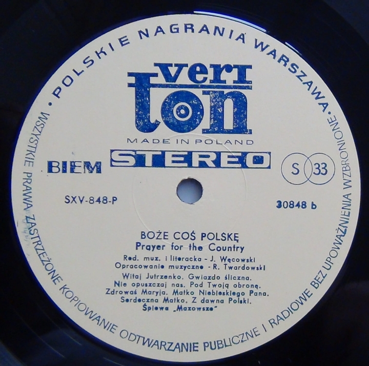 Boże Coś Polskę Prayer For The Country Śpiewa Mazowsze (Sings) SXV-848