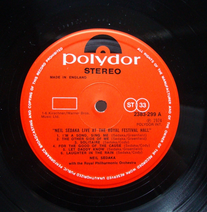 Neil Sedaka - Live At The Royal Festival Hall Polydor 2383 299